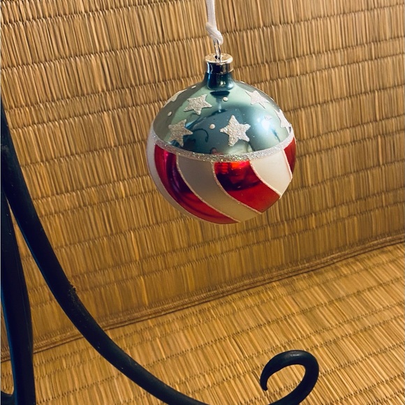 Patriotic Christmas Ornaments Set of 4 Stars and Stripes Red, White, and Blue - Picture 3 of 14